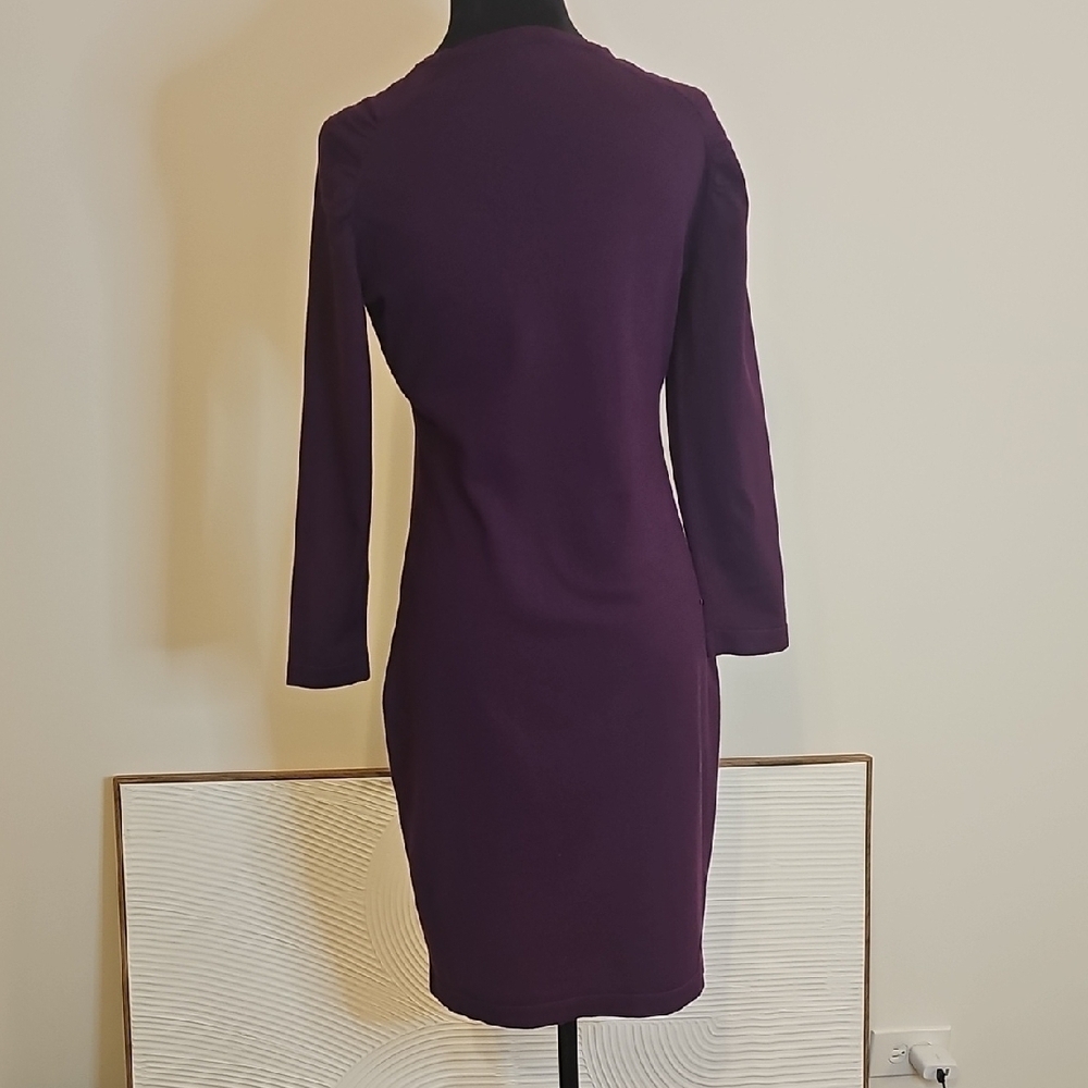 Calvin Klein Deep Purple Puff Sleeve Sweater Dress - Picture 2 of 9